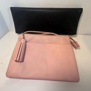 Forever 21 Soft Pink Crossbody Bag AND Banana Republic Evan B/W Foldover Clutch